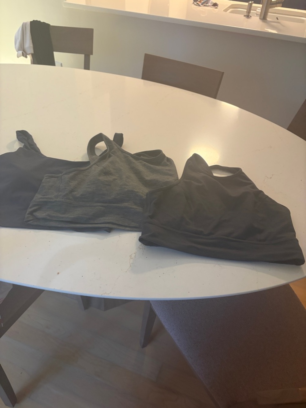 Three Neutral Scoop Bralettes - Black, Charcoal, grey